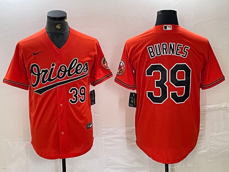 Men Baltimore Orioles #39 Burnes Orange 2024 Nike Game MLB Jersey